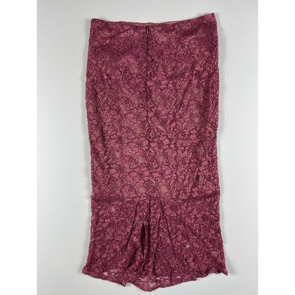 ASOS Lace Crochet Pencil Skirt Pink Purple size 8 - Picture 5 of 11